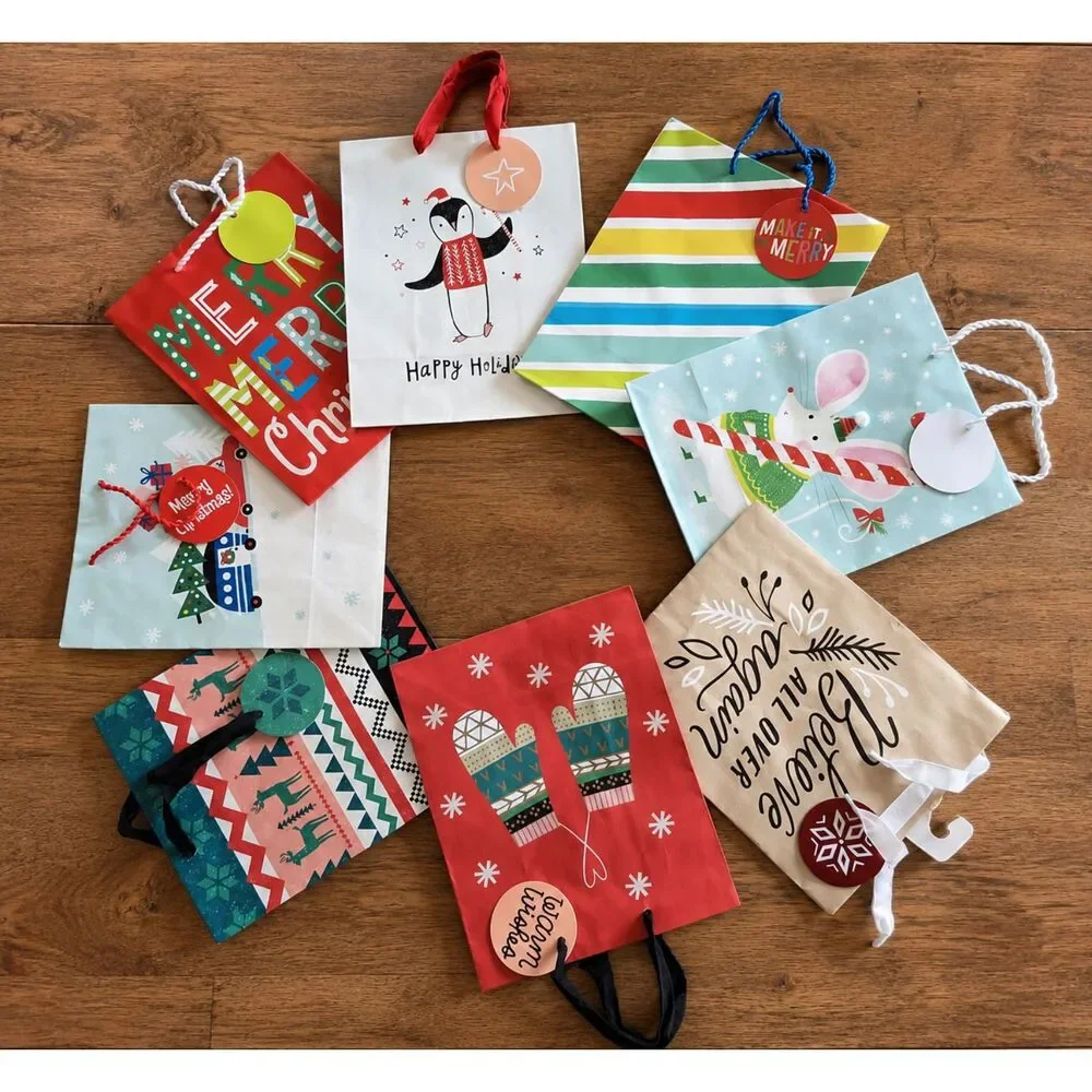 Hallmark Paper Gift Bag Colorful Christmas Holiday Assortment 8